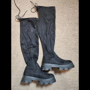 Womens Dream Pairs Platform Chunky Lug Sole Side Zipper Knee High Boots SIZE 9